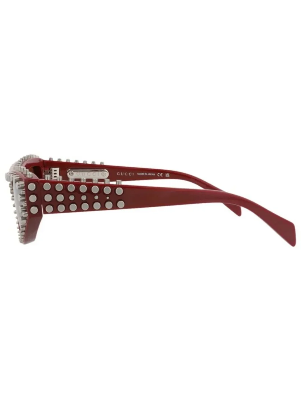 New Gucci Women's Sunglasses Cat Eye Recycled Acetate Frame Burgundy Burgundy